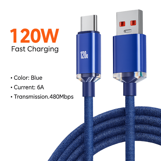 TurboCharge – Ultra-Fast USB-C Cable for Android Devices (120W)