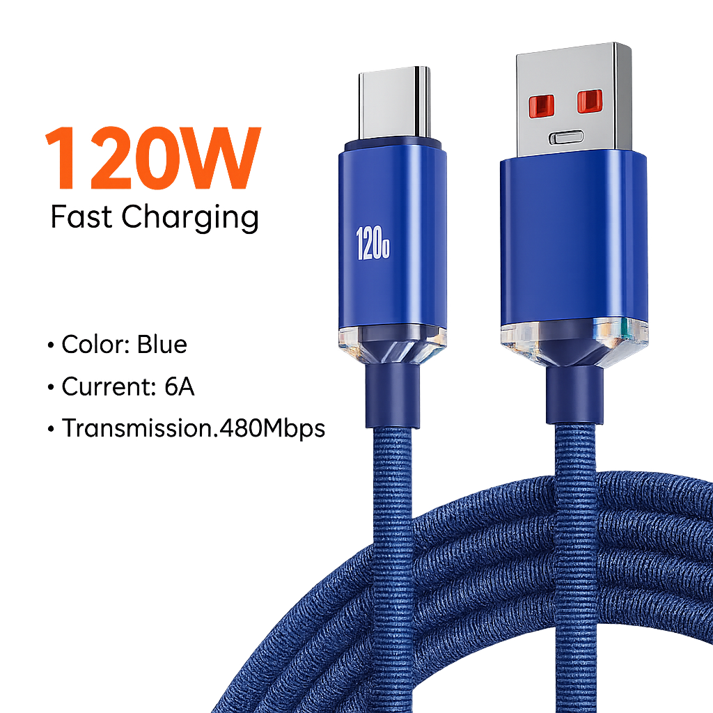TurboCharge – Ultra-Fast USB-C Cable for Android Devices (120W)