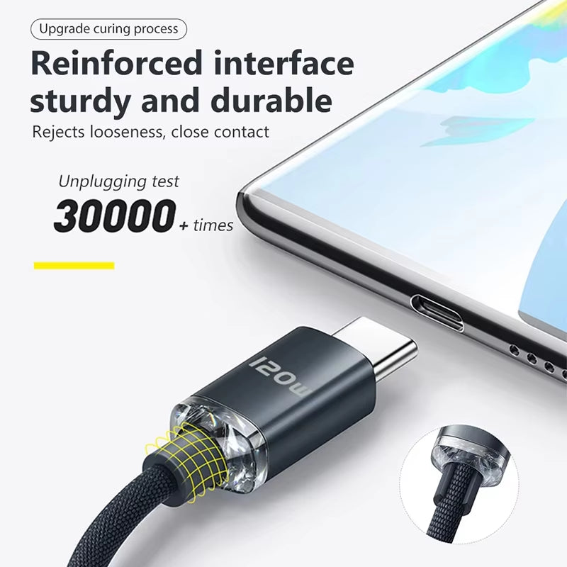 120W 6A Fast Charge USB Type C Quick Charge Cable for Xiaomi Redmi Note 13 14 Pro Huawei Phone Fast Charging Cable Data Cables