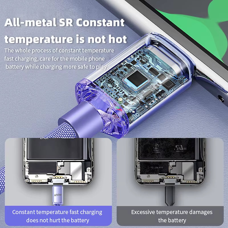 120W 6A Fast Charge USB Type C Quick Charge Cable for Xiaomi Redmi Note 13 14 Pro Huawei Phone Fast Charging Cable Data Cables